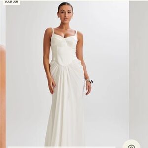 LEILA SATIN CORSET DRESS - Meshki, Maxi Dress in Ivory